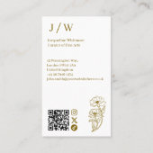 Carte De Visite Élégant minimal logo floral Monogramme QR Code (Dos)
