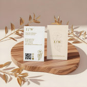 Carte De Visite Élégant minimal logo floral Monogramme QR Code