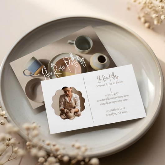 Carte De Visite Elegant Minimal Modern hand Made Pottery Photo