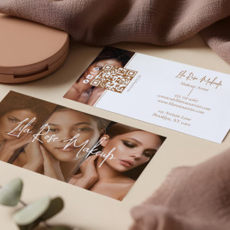 Carte De Visite Elegant Minimal Modern Makeup Artist Photo Collage