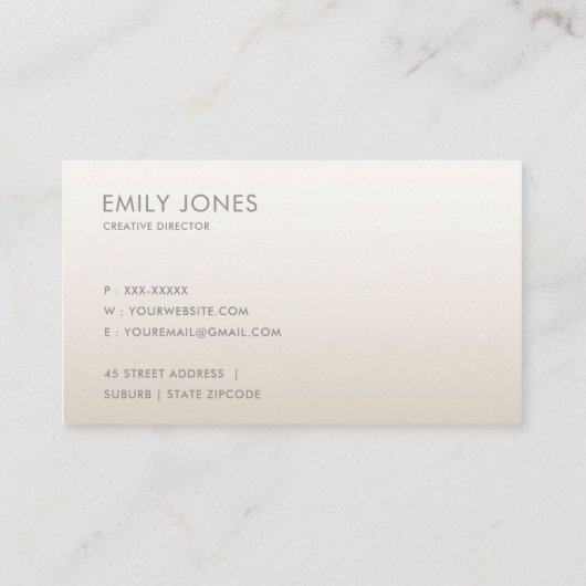 CARTE DE VISITE ÉLÉGANT MINIMAL ROSE GOLD SHIMMER (Dos)