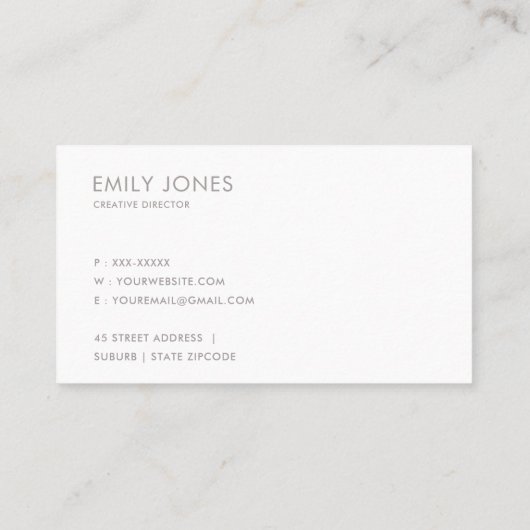 CARTE DE VISITE ÉLÉGANT MINIMAL ROSE GOLD SHIMMER (Dos)