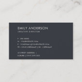 CARTE DE VISITE ÉLÉGANT MINIMAL SIMPLE MODERNE MARINE BLANCHE BLAN (Dos)