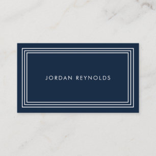 Carte De Visite Elégant minimal triple cadre bleu marine