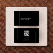 Carte De Visite Elegant Minimalist Black and White QR Code