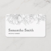 Carte De Visite Elegant Minimalist Black Floral Line on White  (Devant)