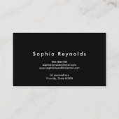 Carte De Visite Elegant Minimalist Black & White Professional (Dos)
