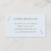 Carte De Visite Elegant Minimalist Dusty Blue Floral (Dos)