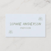 Carte De Visite Elegant Minimalist Dusty Blue Floral (Devant)