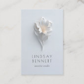 Carte De Visite Elegant Minimalist Floral White Blue (Devant)