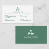 Carte De Visite Elegant Minimalist Hotel Tea Theme Clean (Devant / Derrière)