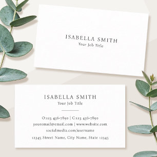 Carte De Visite Élégant Minimaliste Blanc Gris Sophistiqué