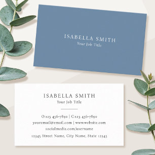 Carte De Visite Élégant Minimaliste Bleu Blanc Sophistiqué