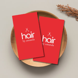 Carte De Visite Élégant Minimaliste Ciseaux Rouge Blanc Cheveux Gr