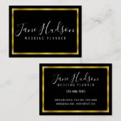 Carte De Visite Élégant minimaliste d'or noir modifiable 3,5x2,5 (Devant / Derrière)