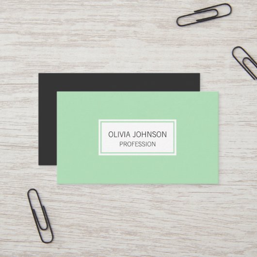 Carte de visite élégant minimaliste en pastel vert (Devant/Arrière en situation)