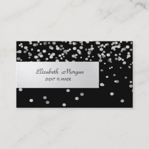 Carte De Visite Élégant minimaliste, Gravé, Noir, Confetti