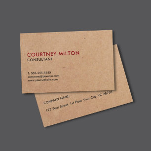 Carte De Visite Élégant minimaliste IMPRIMÉ Kraft Consultant en pa