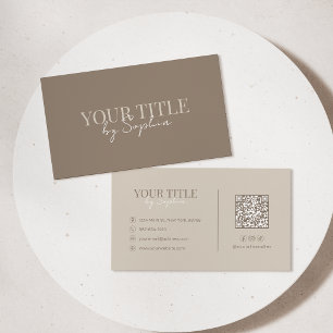 Carte De Visite Élégant Minimaliste Moderne Beige Brun Neutre