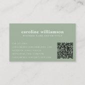 Carte De Visite Élégant minimaliste moderne Sage vert QR Code (Dos)