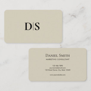 Carte De Visite Élégant Minimaliste Monogramme Initial Beige