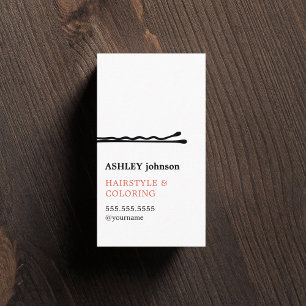 Carte De Visite Elégant minimaliste noir coiffeur blanc