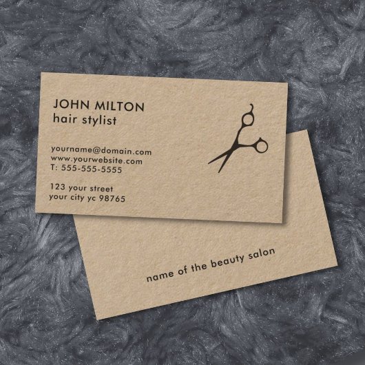 Carte De Visite Élégant minimaliste papier ciseau Kraft HairStylis