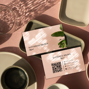 Carte De Visite Elégant minimaliste salon de beauté Styliste QR Co