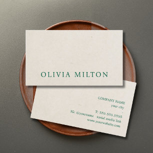 Carte De Visite Élégant minimaliste Texture Beige Vert Gras