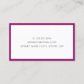 Carte De Visite Elégant minimum magenta initials conseil (Dos)