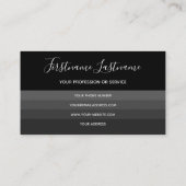 Carte De Visite Élégant minimum noir gris foncé rayures monogramme (Dos)