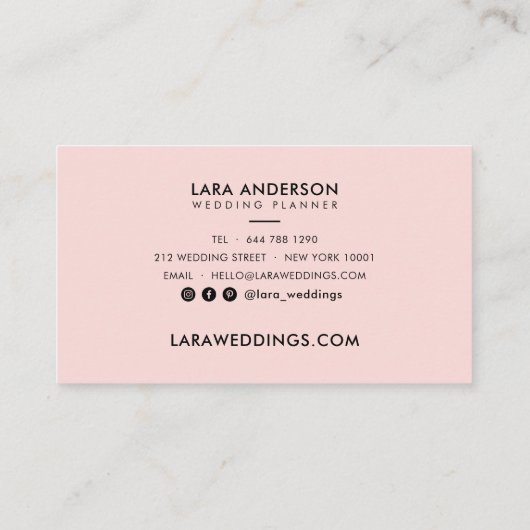 Carte De Visite Élégant minimum rose noir blanc monogramme initial (Dos)