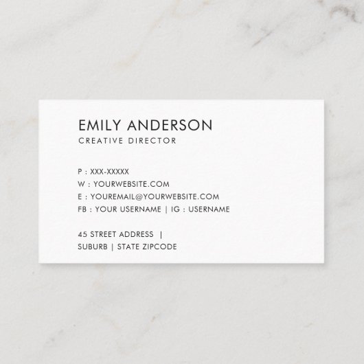 CARTE DE VISITE ÉLÉGANT MINIMUM SIMPLE MARINE BLEU FOIL BLUSH ROSE (Dos)