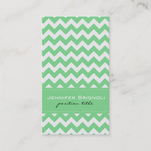Carte De Visite Elégant Mint-Green & Blanc Retro Chevron Motif (Devant)