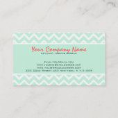Carte De Visite Elégant Mint Green Chevron Et Arrière - plan Blanc (Dos)
