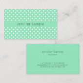 Carte De Visite Elégant Mint Green White Dots Modèle moderne (Devant / Derrière)