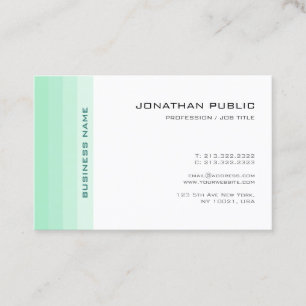 Carte De Visite Elégant Mint Vert Blanc tendance Moderne Simple