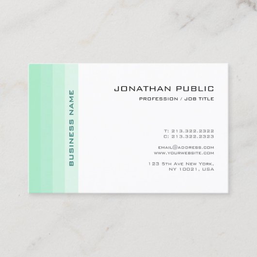 Carte De Visite Elégant Mint Vert Blanc tendance Moderne Simple (Devant)