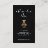 Carte De Visite Élégant minuscule ananas noir en cuivre (Dos)
