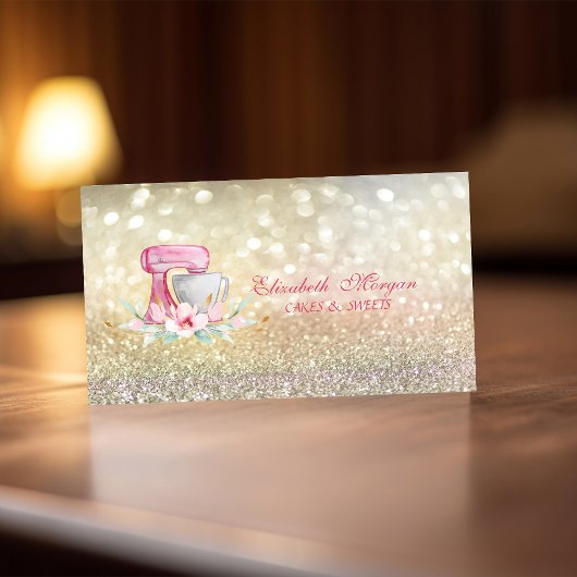 Carte De Visite Élégant Mixer Flowers Bokeh Bakery