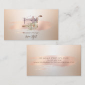 Carte De Visite Élégant Mixer Rose à fleurs Gold Brush Stroke (Devant / Derrière)