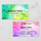 Carte De Visite Elégant Modèle bleu vert pourpre jaune tendance (Devant / Derrière)