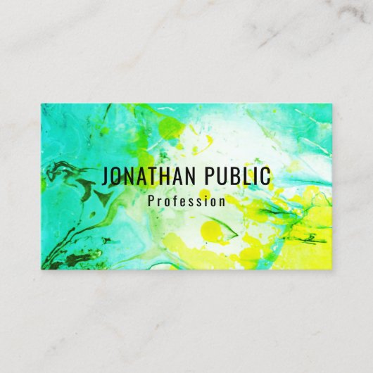 Carte De Visite Elégant Modèle bleu vert pourpre jaune tendance (Devant)