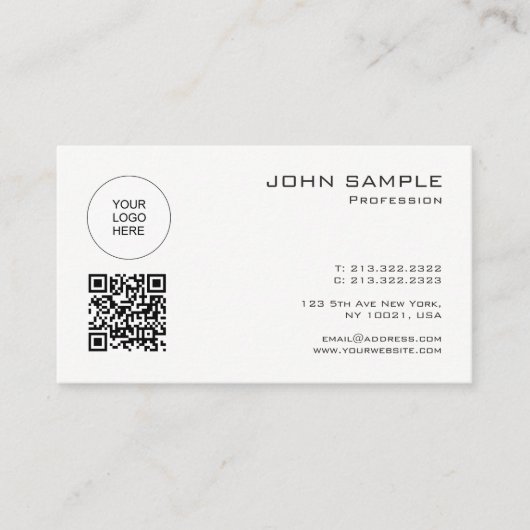 Carte De Visite Élégant Modèle de code QR moderne télécharger votr (Devant)