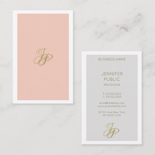 Carte De Visite Élégant Modèle de monogramme d'écriture moderne (Devant / Derrière)