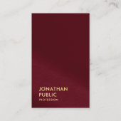 Carte De Visite Elégant Modèle de texte Faux Gold Burgundy Red Lux (Devant)