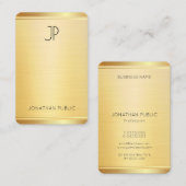 Carte De Visite Élégant Modèle Faux Or Vertical Moderne Arrondi (Devant / Derrière)