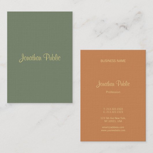 Carte De Visite Élégant Modèle moderne écriture manuscrite Nom du  (Devant / Derrière)