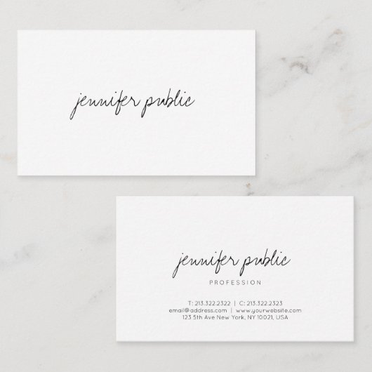 Carte De Visite Élégant Modèle moderne écriture manuscrite Script  (Devant / Derrière)