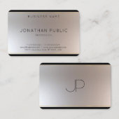 Carte De Visite Elégant Modèle Moderne Monogramme Gold Silver Look (Devant / Derrière)